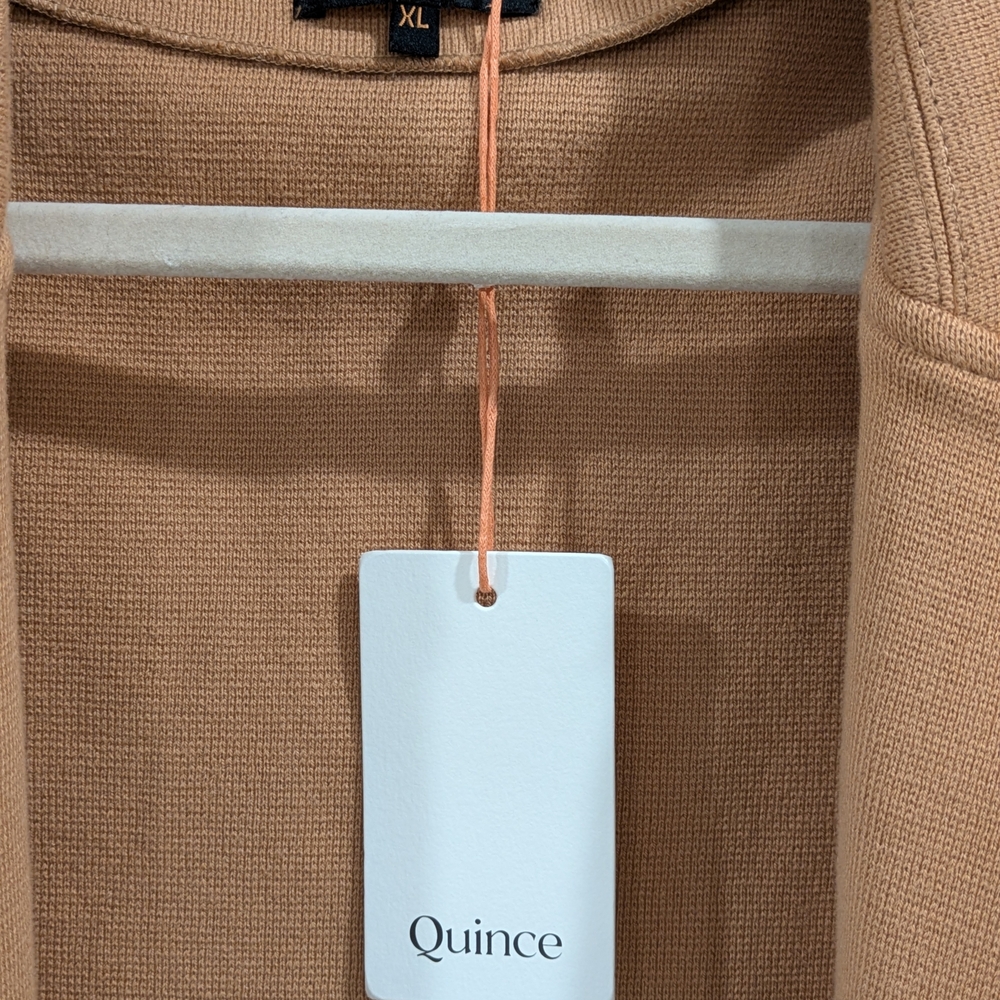 NWT Quince 100% Organic Cotton Women's Tan Open-Front Blazer - Picture 2 of 6
